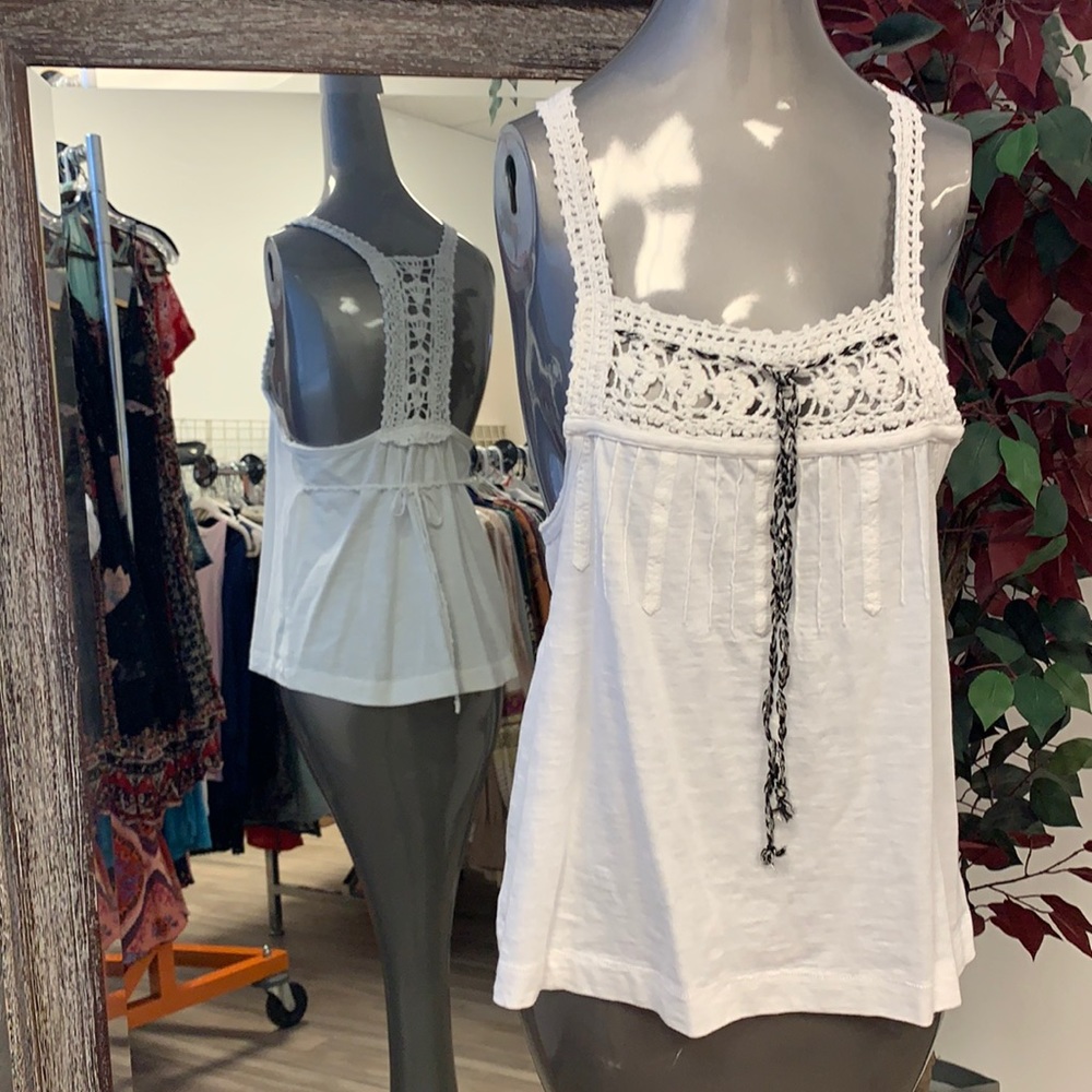 NWT Free People White Crochet Sleeveless Top